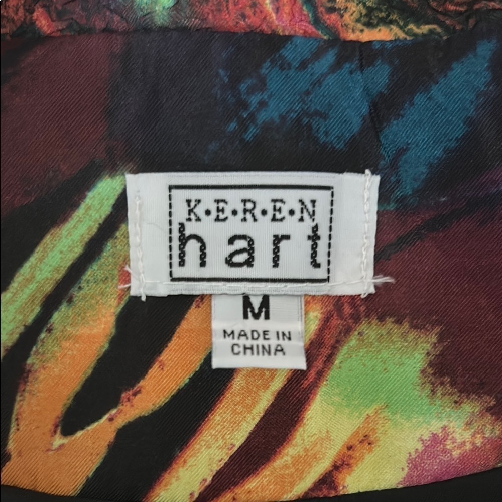 Keren Hart Vibrant Green and Orange Abstract, Artistic, Fun, Retro, Blazer - Picture 8 of 8